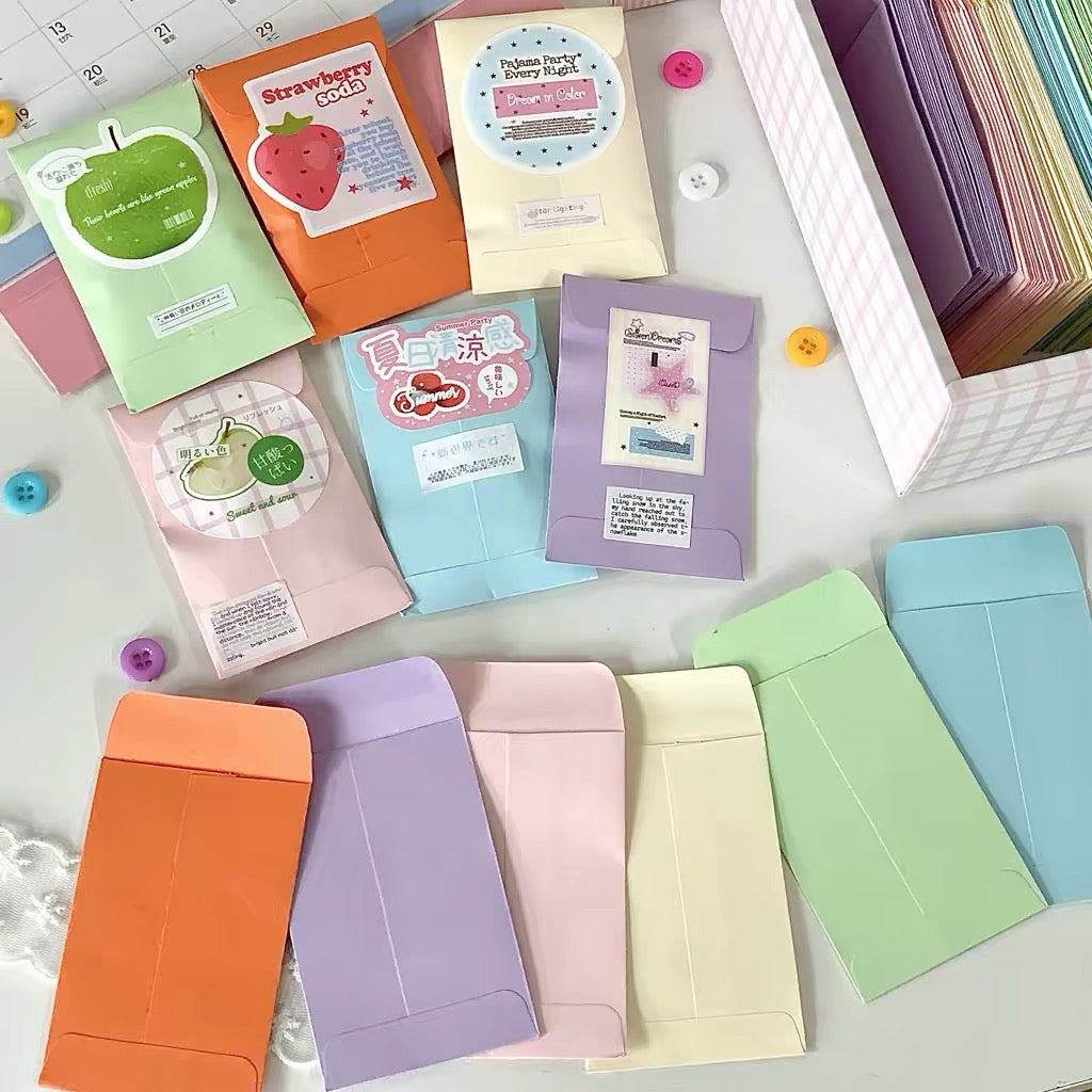 PB004マカロンカラーミニ封筒 トレカ梱包用紙袋 韓国インテリア手帳素材