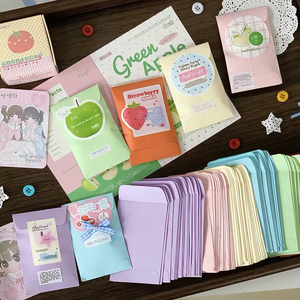 PB004マカロンカラーミニ封筒 トレカ梱包用紙袋 韓国インテリア手帳素材