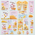 SET004マンゴースイーツ デザインペーパー＆ステッカーセット｜21点入り